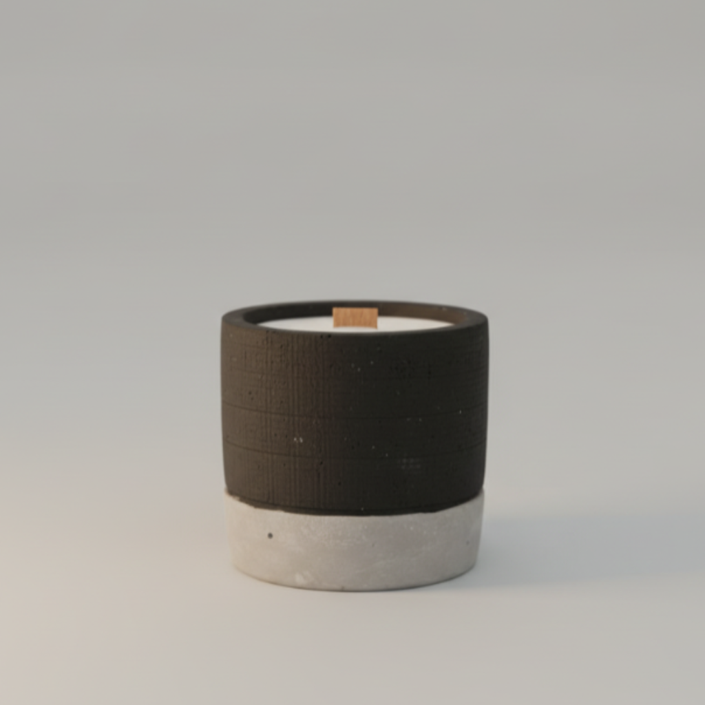 Wooden Wick Beton-Kerze 300 g Brandy Butter – BLACK EDITION