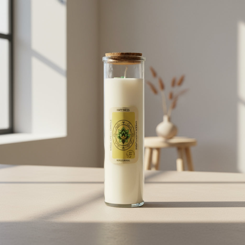Magische Zauberkerze Happiness – Der Duft für Glücklichkeit – 50 Stunden natürlicher Duftgenuss