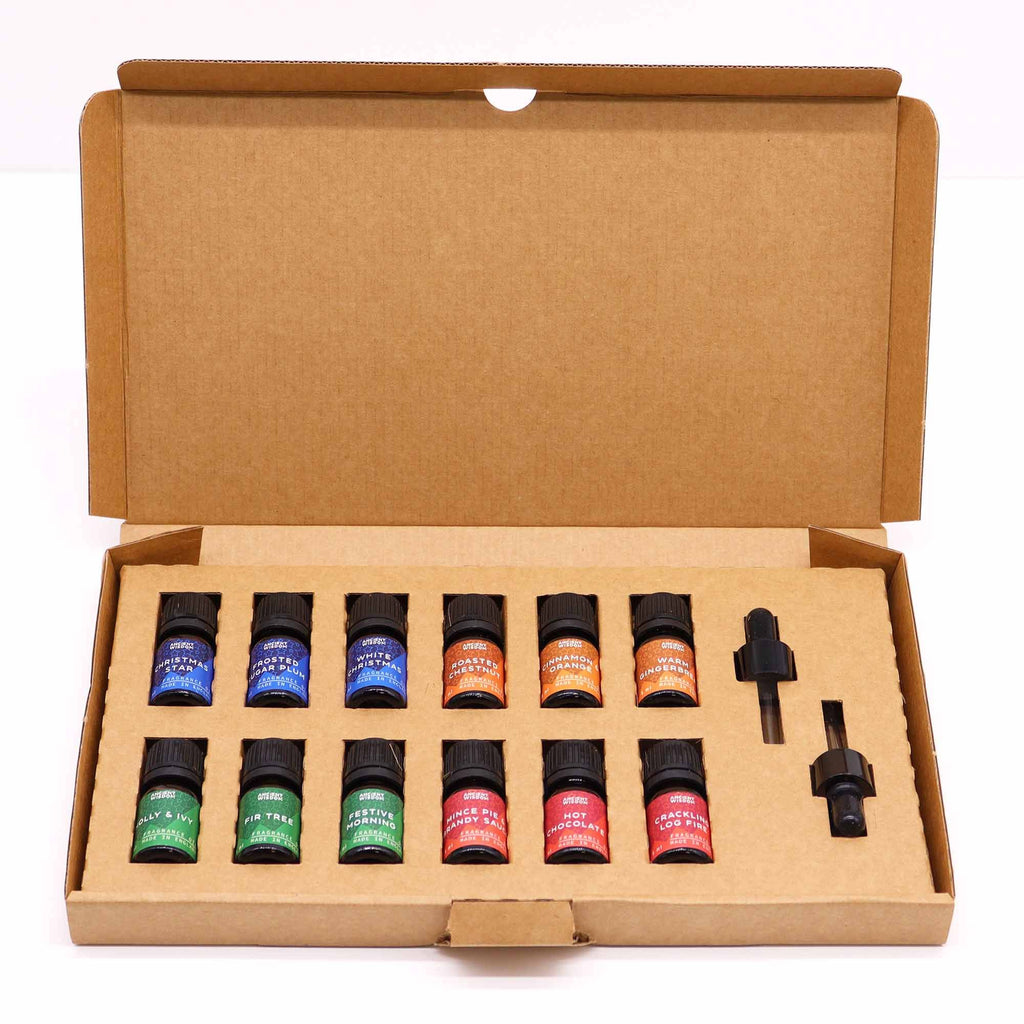 Festive Delights Duftöl-Set – 12x5 ml für Kerzenherstellung + 2 Pipetten