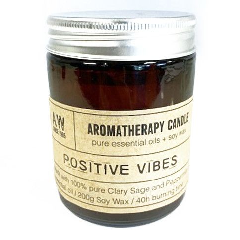 Positive Vibes Aromatherapie-Kerze – Muskatellersalbei & Pfefferminze (200 g Sojawachs) – 40 Stunden erfrischender Duftgenuss