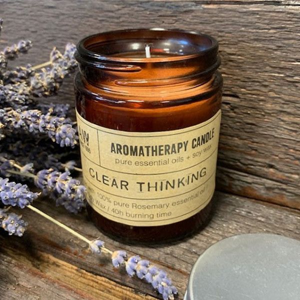 Clear Thinking Aromatherapie-Kerze – Rosmarin (200 g Sojawachs) – 40 Stunden klärender Duftgenuss