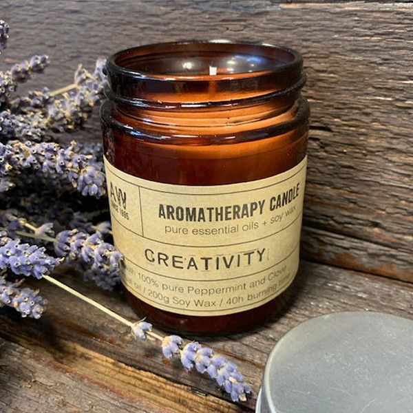 Creativity Aromatherapie-Kerze – Pfefferminze & Nelke (200 g Sojawachs) – 40 Stunden inspirierender Duftgenuss