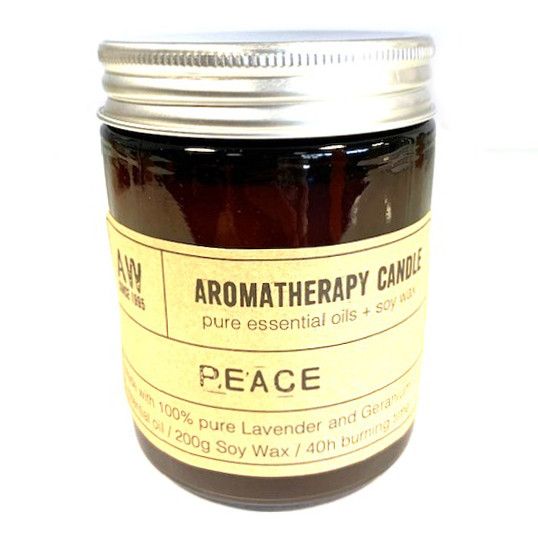 Peace Aromatherapie-Kerze – Lavendel & Geranie (200 g Sojawachs) – 40 Stunden friedlicher Duftgenuss