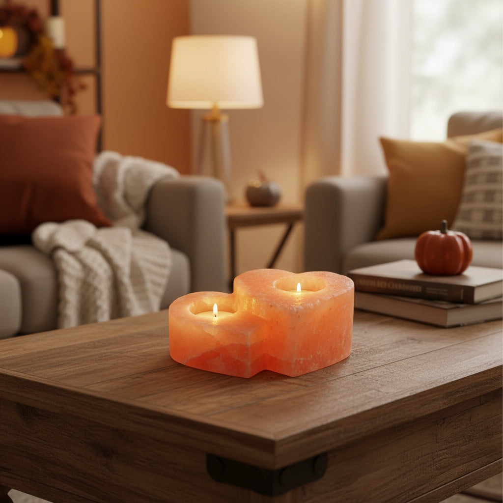 Doppelherz Himalaya-Salz Teelichthalter – Romantische Luftreinigung (1000 g)