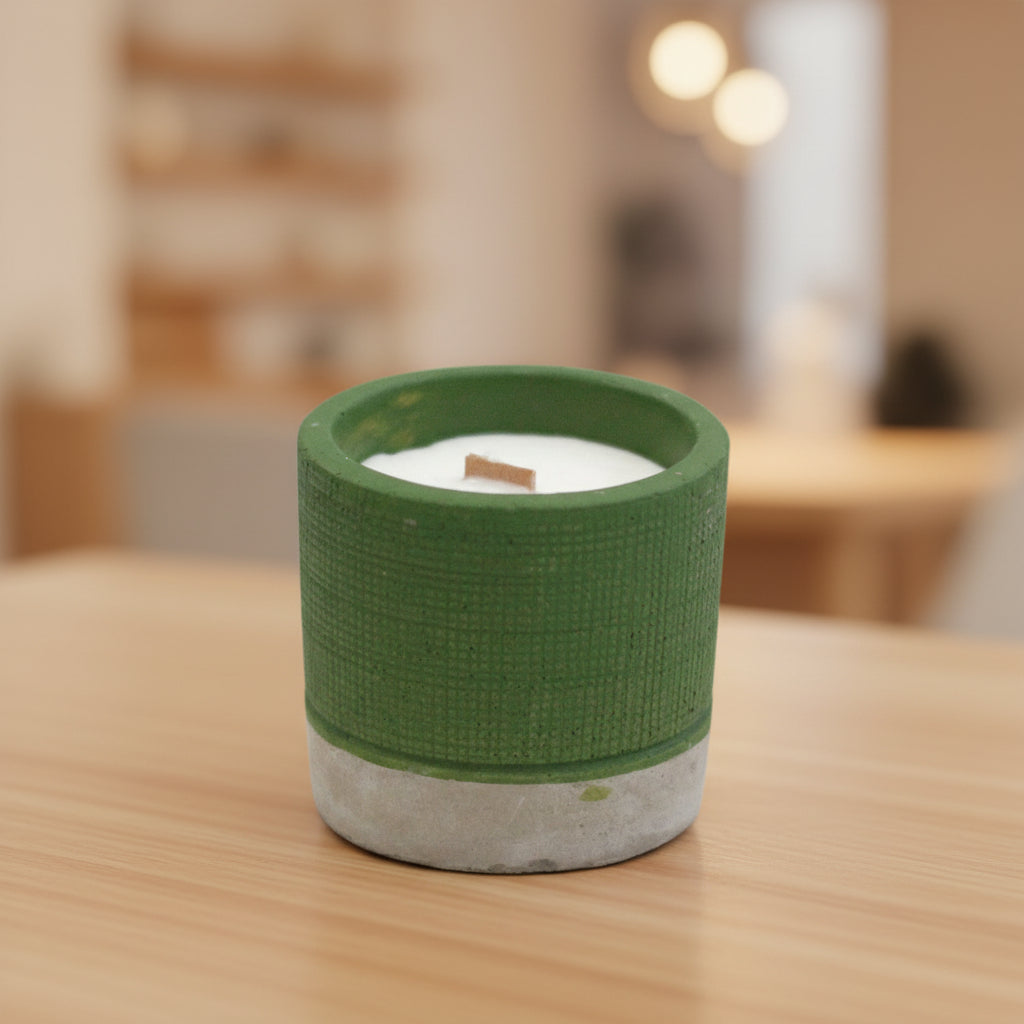 Wooden Wick Beton-Kerze Sea Moss & Herbs 300 g – GREEN EDITION